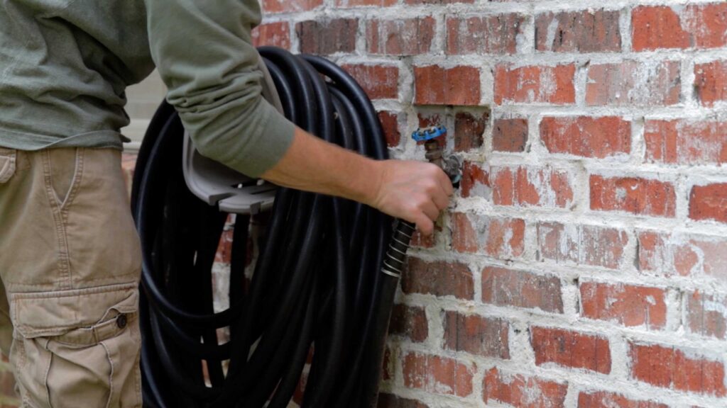 Hooking up a water hose